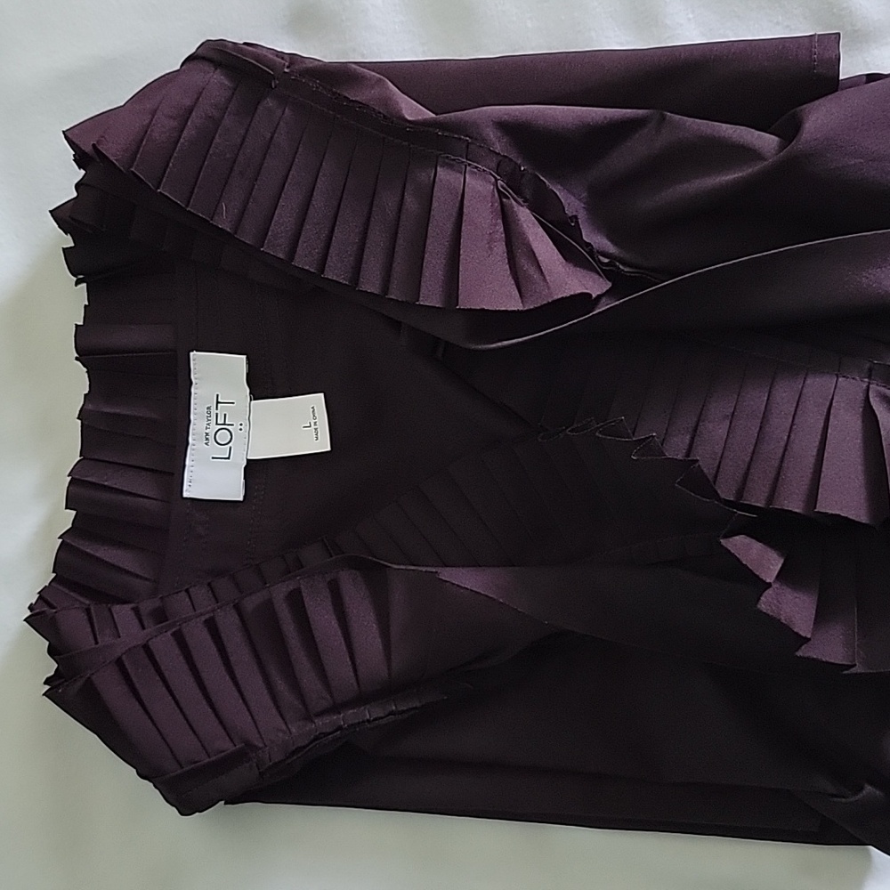 Womens Ann Taylor Loft Collar Dress top,Large,New,Dark Purple, sleeveless